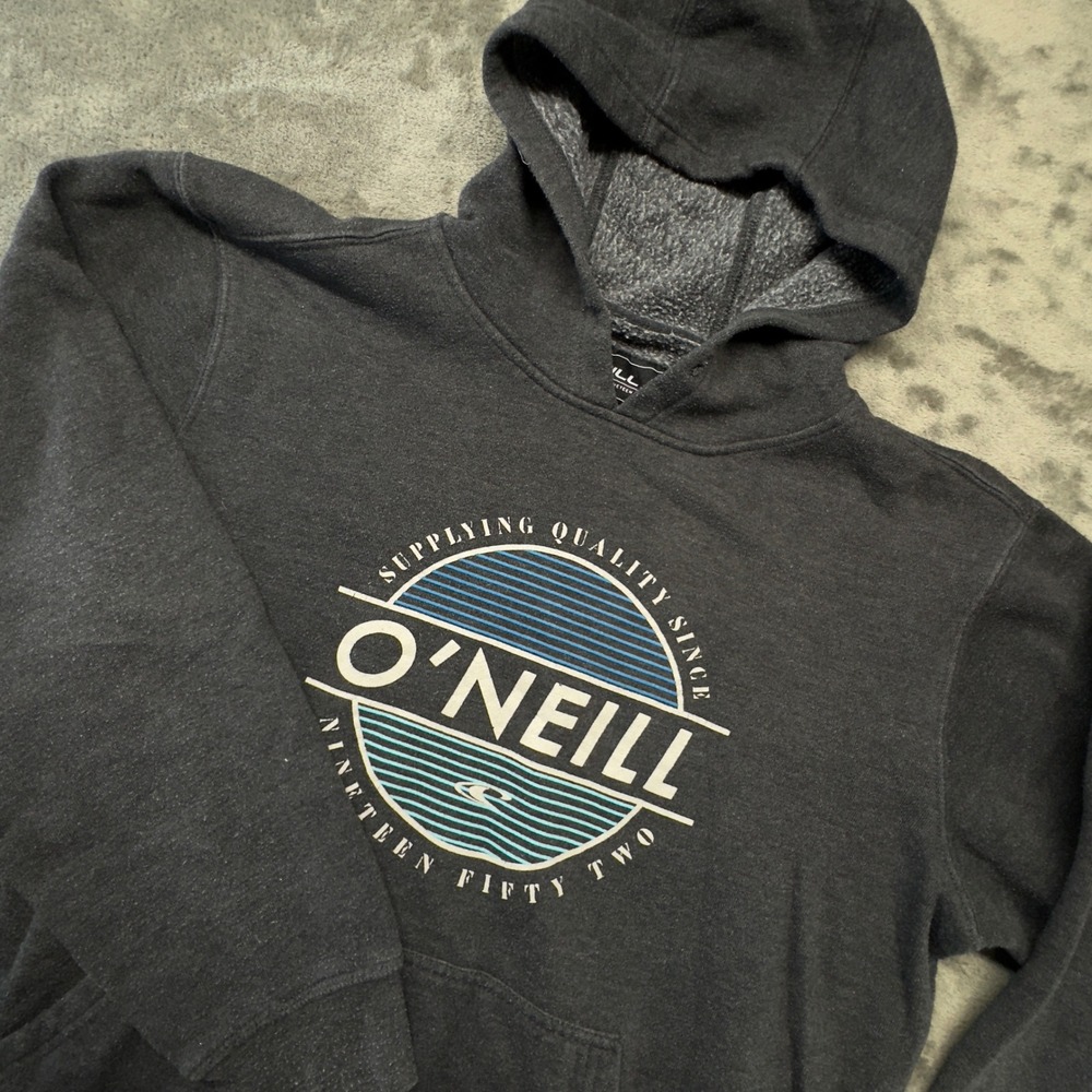 O'Neill Hoodie Mens Medium Gray Pullover Surf Skate Graphic Sweatshirt